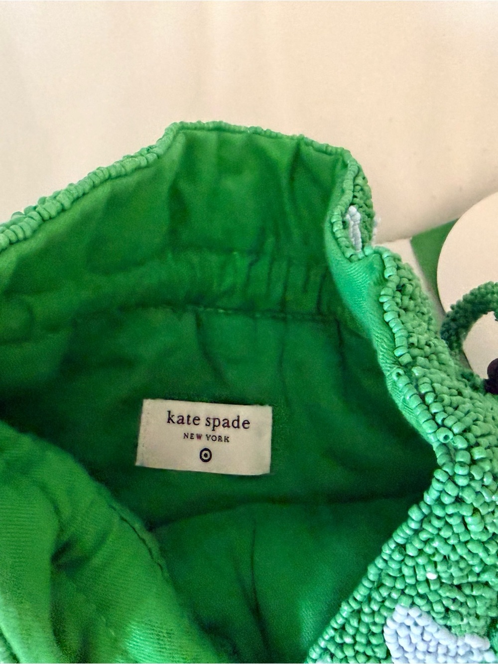 kate spade green beaded floral tote with light blue accents - Picture 2 of 2